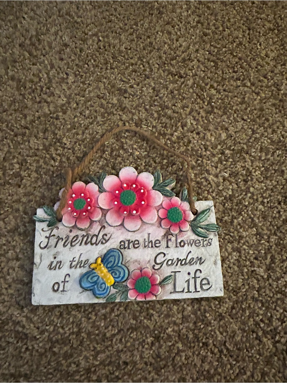 Pink Floral Wall Plaque - Friends Are the Flowers of Life